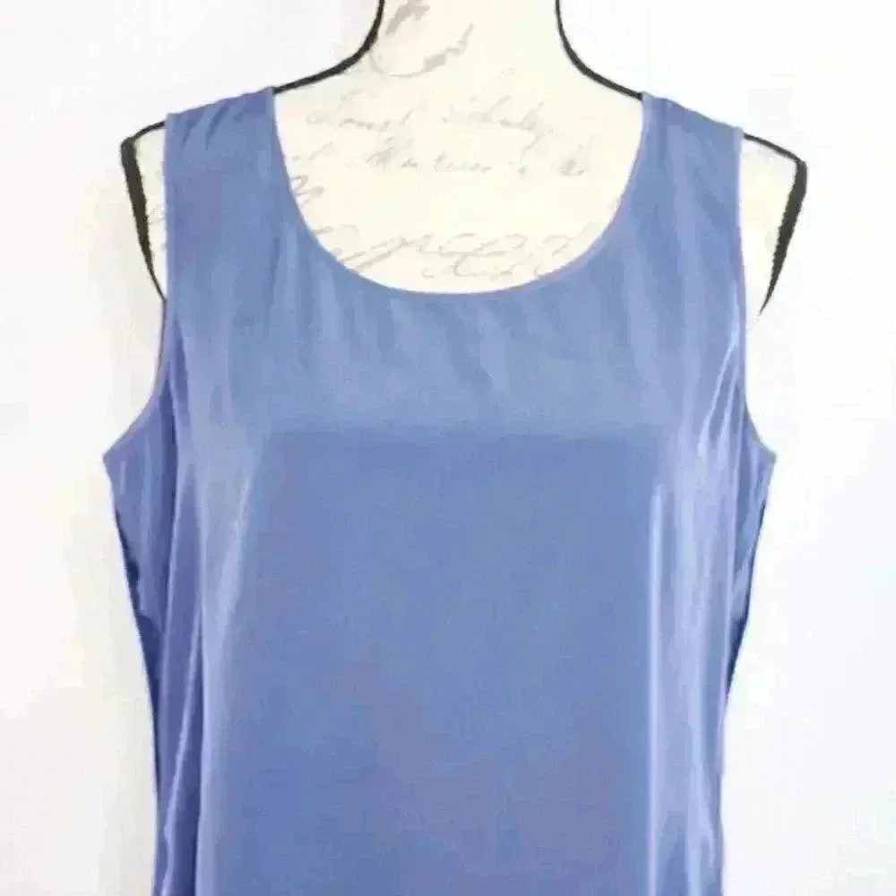 Chicos Sleeveless Blouse Tank Size 1 Blue High Low Hem Womens - Picture 2 of 10